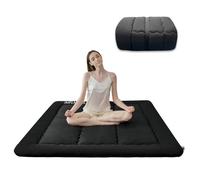 imflmats Materassino da pavimento giapponese senza rivestimento lavabile, materasso futon giapponese nero, materasso pieghevole per dormitorio, tappeto a pelo arrotolabile per pavimento nero B, letto