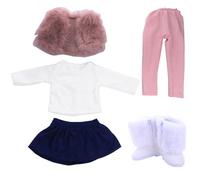 imFreienawn 18 inch Doll Clothes 5PCS Mini American Doll Clothes Cute Winter Outfits Include Vest, T-Shirt, Skirt, Pants, Shoes for 18 inch Girls18