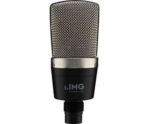 IMG STAGELINE ECMS-60 - Microfono a condensatore a membrana grande, microfono vocale e strumenti, per uso professionale, con supporto per microfono, vite adattatore e custodia in pelle, colore: