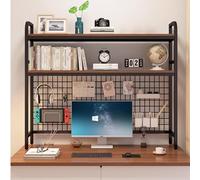 IMGASDCSD 131/5000 libreria Libreria da scrivania a 2 ripiani e 3 ripiani, nera e bianca, 55-135 cm (21,6-53,2 pollici)(Noir,3-Tier 95cm(37.4in))