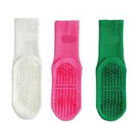 IMGASDCSD Calzini Antiscivolo, Calzini per Pilates, Barre, 3 Pairs Women's Cotton Solid Mid Calf Yoga Socks Sports Fitness Sizes 36-42 Multicolor(Style4)