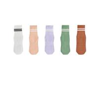 IMGASDCSD Calzini Antiscivolo, Calzini per Pilates, Barre, Women's Striped Cotton Yoga Grip Socks with Toe Separation Pack of 5 Multicolor EUR 35-41(Color-03)