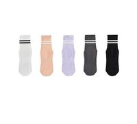 IMGASDCSD Calzini Antiscivolo, Calzini per Pilates, Barre, Women's Striped Cotton Yoga Grip Socks with Toe Separation Pack of 5 Multicolor EUR 35-41(Color-02)