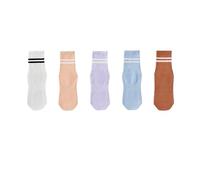 IMGASDCSD Calzini Antiscivolo, Calzini per Pilates, Barre, Women's Striped Cotton Yoga Grip Socks with Toe Separation Pack of 5 Multicolor EUR 35-41(Color-01)