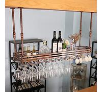 IMGASDCSD Un Bicchiere Portabicchieri da soffitto con luci, mensola Industriale Regolabile, portabicchieri da Vino sospeso(Red Bronze,120x25cm)