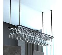 IMGASDCSD Un Bicchiere Portabicchieri da Vino Capovolto Industriale, mensola da Parete sospesa, Nero e Oro, Diverse Misure(Black,100x30cm)