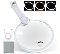 IMICHI Strumento di lettura e ingrandimento 130 mm Magnifying Glass Handheld Glass Magnifying with 3 Modes (White)