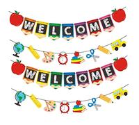IMIKEYA 1 set di bandierine di benvenuto per lezioni decorative per aula festa di scuola per fotografia e decorazione scolastica, 4 pezzi