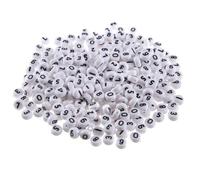 IMIKEYA 100 Pezzi Perline Numeriche in Acrilico, Perline Sciolte per Braccialetti e Collane Fai da Te, Bianche, per Portachiavi e Accessori per Chioma