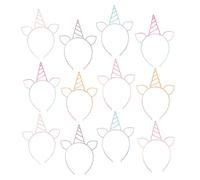 IMIKEYA 12 Pezzi Cerchietti per Ragazze Fasce Colorate con Corno e Orecchie Plastica Accessori per Feste Compleanno e Vacanze Group Friendly