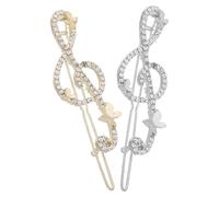 IMIKEYA 2 mollette per capelli a forma di nota musicale in lega resistente, design bicolore dorato e argento, reggiseno antiscivolo per donna e ragazza, accessorio elegante per acconciature e