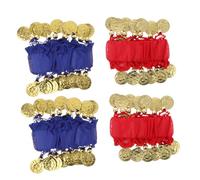 IMIKEYA 2 paia di braccialetti da polso per danza del ventre: bracciali rossi e blu reale per donne - accessori per danza indiana con paillettes per ragazze, feste, costumi da festival
