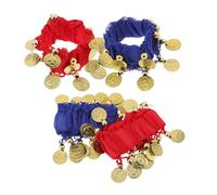 IMIKEYA 2 paia di braccialetti per danza del ventre: braccialetti rossi e blu re da donna. Accessori per danza indiana con paillettes per ragazze, feste e festival.