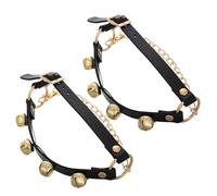 IMIKEYA 2 Pezzi Campanelli decorativi per scarpe Accessori per cani campanelle di ottone natalizie fibbia della cintura di Babbo Natale costume da gatto per donna girocolli CHOKERS pu Nero