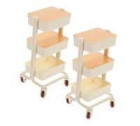 IMIKEYA 2 pezzi Carrello per bambole in miniatura accessorio per mobili per la casa delle bambole, carrello per lo stoccaggio e l'esposizione decorazione realistica per