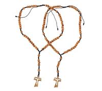 IMIKEYA 2 pezzi collana in legno con croce intagliata collana cattolica fatta a mano per le donne gioielli religiosi versatili per comunione conferma e ornamento di auto
