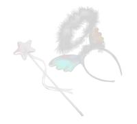 IMIKEYA 2 pezzi - Costume da angelo da donna con fascia e bacchetta da principessa per feste cosplay e sceniche, accessori e versatili per eventi all'aria aperta