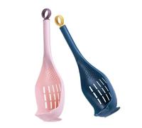 IMIKEYA 2 pezzi Mestolo scolapasta in plastica con manico secchio scolapiatti multifunzione per cucina blu e rosa per pasta tagliatelle e filtro sicuro