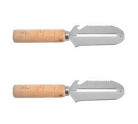 IMIKEYA 2 Pezzi Pelapatate 2 in 1 con Manico in Legno e Lama in Acciaio Inossidabile per Affettare e Preparazione Rapida di Frutta, per Chef e Uso All'aperto