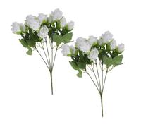 IMIKEYA 2 Pezzi Rose Artificiali Bianche Realistiche con Eucalipto Fiori di Seta Durevoli per Decorazione Della Casa Flessibili per Disposizioni Personalizzate