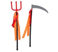 IMIKEYA 2 Pezzi Tridente di Plastica per Halloween Design Realistico, Leggero e Facile da Mantenere, Accessorio per Feste All'aperto e Costumi da Diavolo