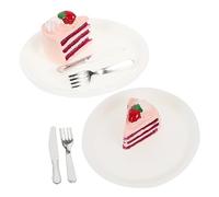 IMIKEYA 2 Set Mini Piatti Da Torta Mini Alimenti Mini Cibo Arredamento Per Oggetti Di Scena Mini Miniature Di Ornamenti Per La Casa Mini Roba Mini Torta Decorativa Resina Rosa