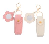 IMIKEYA 2 x astucci in poliuretano per rossetto: astuccio compatto con specchio e portachiavi, mini beauty case da viaggio per lucidalabbra astuccio per balsamo labbra e borsa a mano da donna.