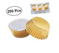 IMIKEYA 200 pezzi Stampi Cupcake Alluminio Rinforzato Pirottini per Muffin e Dolci Colore Oro per Compleanni Matrimoni e Feste Tema