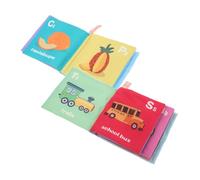 IMIKEYA 2pezzi Libro Stoffa Per Ragazzo Giocattolo Bagno Educativo Illustrazioni Vivaci Veicoli e Frutta Resistente e Masticare