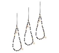 IMIKEYA 3 cinghie per telefono con ciondolo a stella e perline, cinturino da polso antiscivolo, regolabile, colore nero, 3 pezzi braccialetto sicuro da donna, uso quotidiano