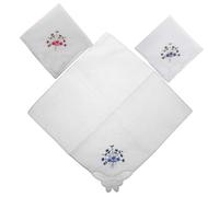 IMIKEYA 3 Pezzi Fazzoletto Ricamo a Mano Fazzoletto Di Pizzo Fazzoletti Antichi Sciarpa Donna Fiore Fazzoletto Ricamo Fiori Tasca Fazzoletti Ricami Cotone