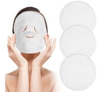 IMIKEYA 3 Pezzi Maschera Viso in Asciugamano di Cotone Acrilico Bianco Impacco Caldo Regolabile per Migliorare la Condizione della Pelle Aperture per Occhi e Naso