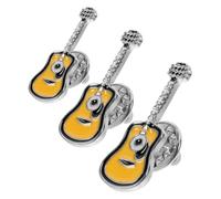 IMIKEYA 3 Pezzi Spilla da Bavero Forma di Chitarra Spilla Forma di Chitarra Smaltata in Lega Gialla per Anniversario