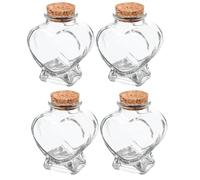 IMIKEYA 4 bottiglie di vetro a forma di cuore: piccole bottiglie di vetro decorative con tappo di sughero - 50 ml bottiglie a forma di cuore da riempire bottiglie desiderate per matrimonio, San
