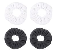 IMIKEYA 4 elastici assorbenti in microfibra per capelli bagnati elastici morbidi segni colori bianco e grigio ideali per asciugare e tenere i capelli comodamente