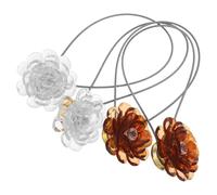 IMIKEYA 4 pezzi di fissaggio magnetico per tende con fibbia a fiore in acrilico e filo di acciaio, morsetti decorativi per tende da finestra, adatti per diversi tessuti e