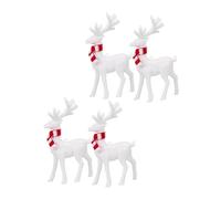 IMIKEYA 4 Pezzi Statue Natalizie in Acrilico Bianco Decorazioni da Tavolo Resistenti e Leggere Figure Animali per Casa Ufficio e Mensola Sculture Natalizie Eleganti e Durature