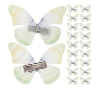 IMIKEYA 50 Pezzi Fermagli a Farfalla Verdi in Organza Doppio Strato Forcine a Becco D’Anatra per Donna e Bambine Accessori per Chioma in Tulle per Feste Cosplay e Uso Quotidiano