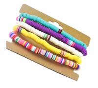 IMIKEYA 5pezzi Braccialetti in Argilla Polimerica Di Stile Bohémien Per Donne e Ragazze Perline Piatte Adatti Come Decorazioni Da Polso o Cavigliere Estive