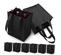 IMIKEYA 6 pezzi Borsa portabottiglie di vino riutilizzabile borsa in tessuto non tessuto con scomparti flessibili, resistente e leggera, per picnic e feste