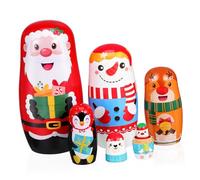 IMIKEYA 6 Pezzi Matrioska Natale Figurine Natale Decorazioni Natalizie per La Casa Festivo e Versatile