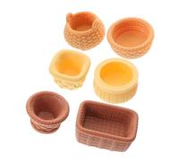 IMIKEYA 6 Pezzi Miniature Dollhouse Baskets Tiny Resin Fruit Baskets For Diy Landscaping Round And Cone Shaped Models For Home Decor And Miniature Gardens