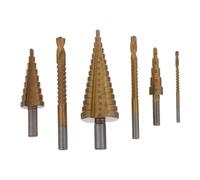 IMIKEYA 6 Pezzi Punte Scala Spiralate per Legno e Metallo con Punte Svasatrici Tapered in Kit Compatto per Falegnameria e Riparazioni Te