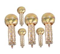 IMIKEYA 6pezzi Palloncini Microfono in Alluminio Dorati Decorazioni Party Mylar per Shower e Compleanni Piccoli Grandi Palloncini Musicali Festivi per Adulti
