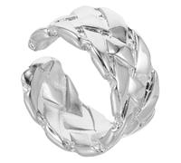 IMIKEYA Anello aperto da donna in rame regolabile e resistente, design minimalista argento per diario e feste