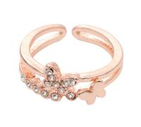 IMIKEYA Anello aperto in oro rosa design cavo con diamanti accessorio femminile elegante per la decorazione delle dita stile semplice e personalizzato