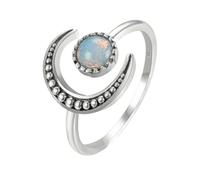 IMIKEYA Anello da donna regolabile con pietra di luna creativa, design aperto di sole e luna in argento gioielli eleganti per ragazze e regali per feste