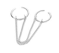 IMIKEYA Anello Doppi Aperti a Catena in Lega Argento Punk Regolabile Da Donna, Anello Doppio Dito Stile Hip Hop Per Festa, Regalo Per Ragazza