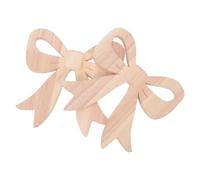 IMIKEYA Applique decorative in legno massello intagliato a forma di fiocco, 2 pezzi non verniciati, per decorazione di pareti, mobili e armadi, ideali per fai da te e restauro