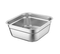 IMIKEYA Bacinella Quadrata in Acciaio Resistente 21 Cm Per Lavaggio Verdure e Preparazione Alimenti, Vasca Multifunzionale Anti-scivolo Fondo Piatto Stabile, Adatta Per Uso Cucina e Buffet